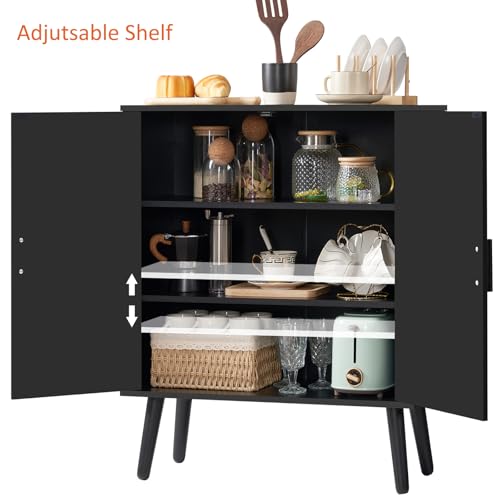Storage Cabinet with 2 Shelves & Doors, Sideboard Buffet Cabinet with Storage, view 4