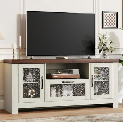 TV Stand for 65 Inch TV for Living Room, White & Brown, view 2