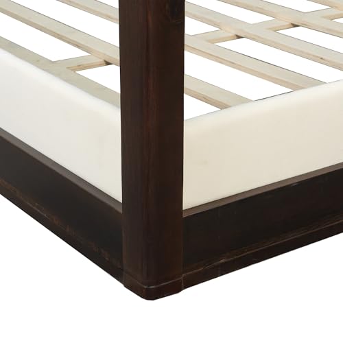 Modern King Canopy Bed Frame with Upholstered Headboard, view 6