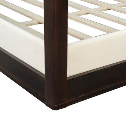 Modern King Canopy Bed Frame with Upholstered Headboard, view 6