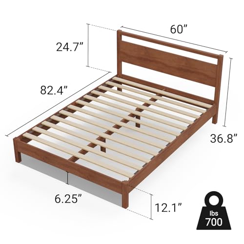 Signature Wood Platform Bed Frame with Headboard, Essential, Noise Free, view 3
