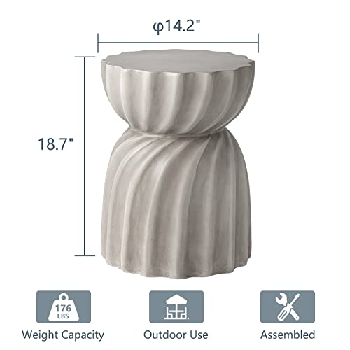 Outdoor Side Table,Concrete Accent Side Table,Patio Side Tables End Table,Outdoor Accent Side Table Lightweight for Livingroom,Garden, Hourglass,Grey
