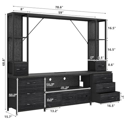 78.6" W LED TV Stand Fits to 55/60/65 inch TVs with 11 Drawers, view 3