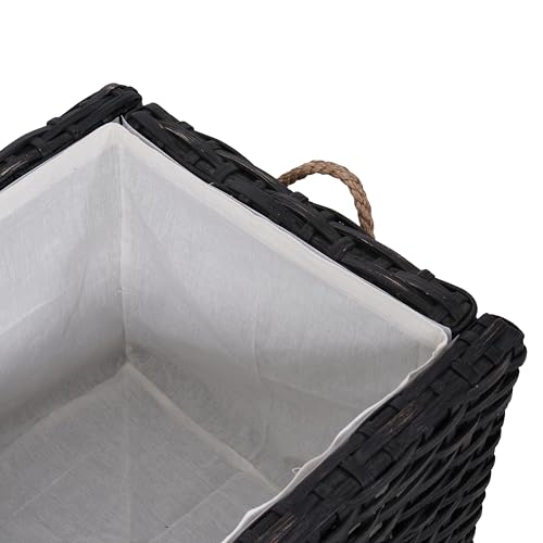 HPM9003D Jacob 31.5" Handwoven Wicker Storage Trunk, Distressed Black, Collapsible for flat storage, for Office, Dorm Room, Entryway, Bedroom, Dining Room