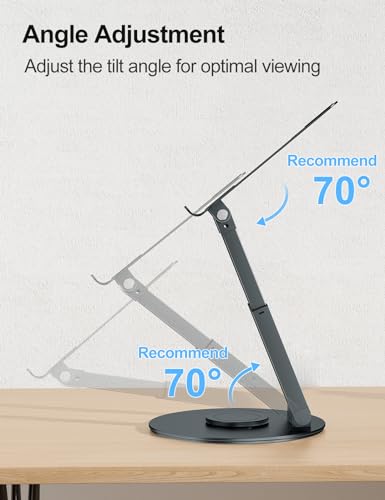 Telescopic Laptop Stand for Desk with 360° Swivel Base, Sit to Stand, view 6