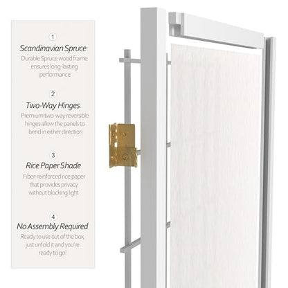 5 ft. Tall Window Pane Shoji Screen - White - 3 Panels
