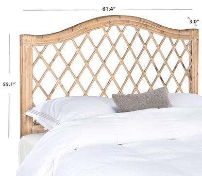 SAFAVIEH Furniture - Gabrielle Rattan Queen Headboard - White-Washed - Rattan - Coastal Woven Design - Ideal for Bedroom (SEA8031C-Q)