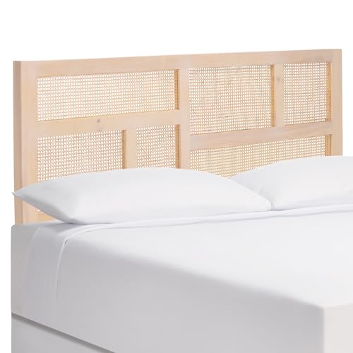 SAFAVIEH Furniture - Nariely King Headboard - White Washed - Rattan & Solid Wood - Handwoven Cane Design for Bedroom & Guest Room, 77.4" W x 2" D x 47.2" H (HBD8006B-K)