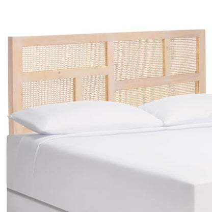 SAFAVIEH Furniture - Nariely King Headboard - White Washed - Rattan & Solid Wood - Handwoven Cane Design for Bedroom & Guest Room, 77.4" W x 2" D x 47.2" H (HBD8006B-K)
