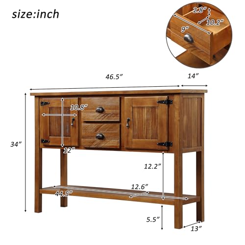 Solid Wood Sideboard Buffet Cabinet with Storage Drawers and Shelf, view 4