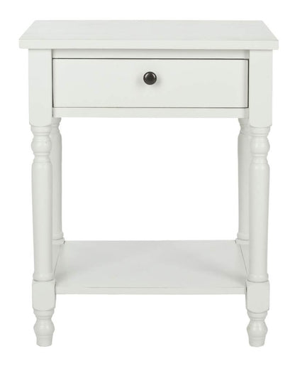 SAFAVIEH Home Collection – Tami Off-White Nightstand with Drawer & Shelf, Vintage Farmhouse Accent Table, Turned Leg Design (AMH6604A)