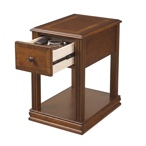 Signature Design by Ashley Breegin Chair Side End Table, 1 Drawer, 1 Fixed Shelf, Veneers, Wood, 13.13" W x 22.13" D x 23" H, Brown