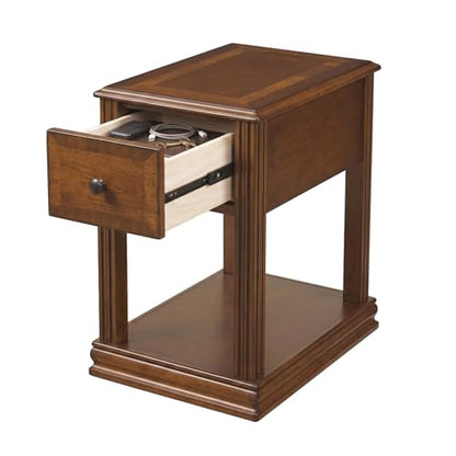 Signature Design by Ashley Breegin Chair Side End Table, 1 Drawer, 1 Fixed Shelf, Veneers, Wood, 13.13" W x 22.13" D x 23" H, Brown