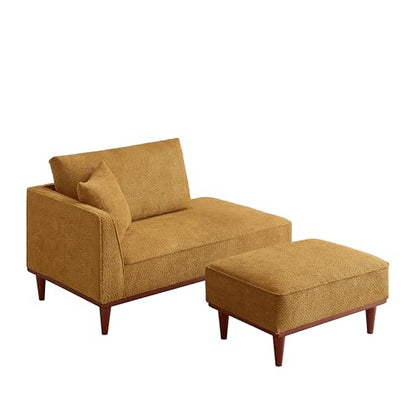 73" Indoor Chaise Lounge Chair with Ottoman, Upholstered Boucle Long Chaise, view 7