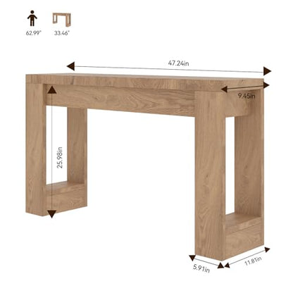 47" Console Table, Farmhouse Entryway Table, Narrow Sofa Table | Rustic Table with Storage Shelf, Sturdy Sofa Table for Hallway Living Room, Modern Wood Accent Furniture Space-Saving