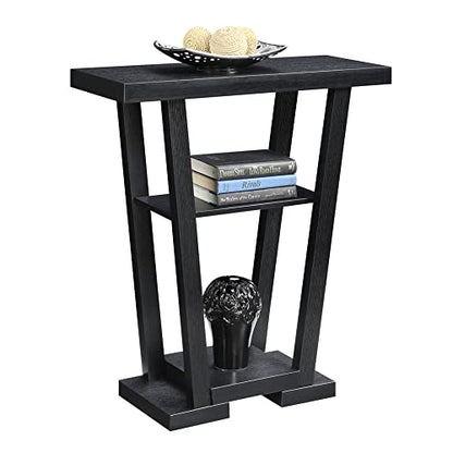 Newport V Console Table 31.5" - Modern Sofa Table with Storage Shelves, Narrow Entryway Hall Table for Living Room, Display Accent Table, Black