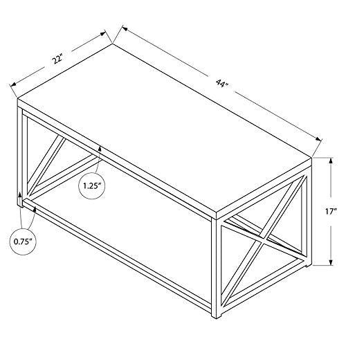Monarch Specialties Modern Coffee Table for Living Room Center Table with Metal Frame, 44 Inch L, Dark Taupe / Chrome