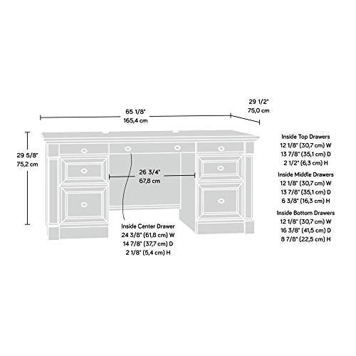 Palladia Office Desk with Drawers, Executive Desk with File Cabinet Storage, view 4