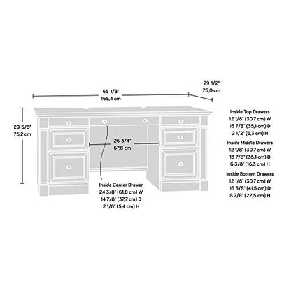 Palladia Office Desk with Drawers, Executive Desk with File Cabinet Storage, view 4