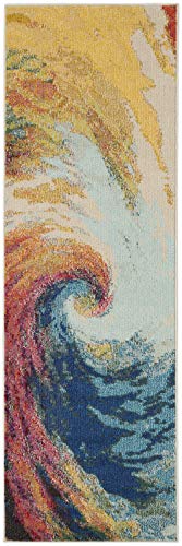 Home Celestial Wave 2' x 6' Area Rug - Easy Clean, Non Shedding, Bed Room, Living Room, Dining Room, Kitchen (6' Runner)
