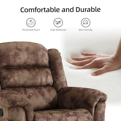 2 Pieces Reclining Couch Furniture Set, Overstuffed Reclining Loveseat Couch and Wide 3PC Bonded Recliner Sofa Set for Living Room, Brown