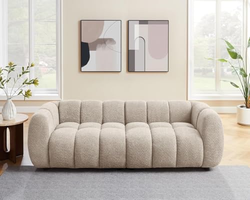 88" Oversized Boucle Sofa, Modern Upholstered Tufted Cloud Couch, Deep Seat Boucle Sofa,Cozy Modern 3 Seater Couch for Living Room, Bedroom, Apartment