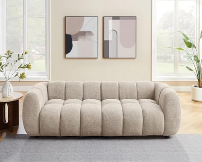 88" Oversized Boucle Sofa, Modern Upholstered Tufted Cloud Couch, Deep Seat Boucle Sofa,Cozy Modern 3 Seater Couch for Living Room, Bedroom, Apartment