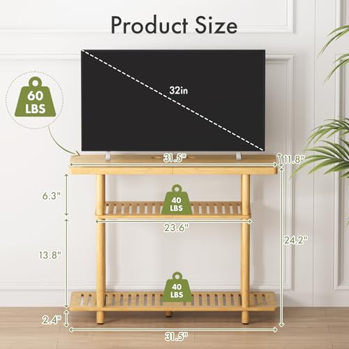 Bamboo TV Stand, Small TV Stands for up to 32 Inch, view 3