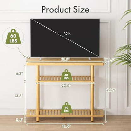 Bamboo TV Stand, Small TV Stands for up to 32 Inch, view 3