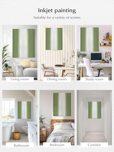 NuYeBiofx Abstract Sage Green White Stripe Canvas Wall Art Prints,48"x32" Framed Picture Artwork Modern Minimalist Art Printed Canvas Oil Painting for Living Room Bedroom Office,Ready to Hang