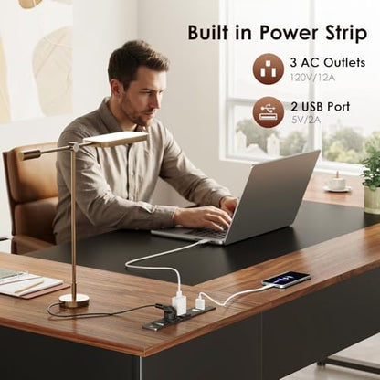 71 Inch L Shaped Executive Desk with Storage, Walnut+ Black, view 7