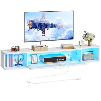 Floating TV Stand with LED Light Power Outlet for up to 65”, view 2