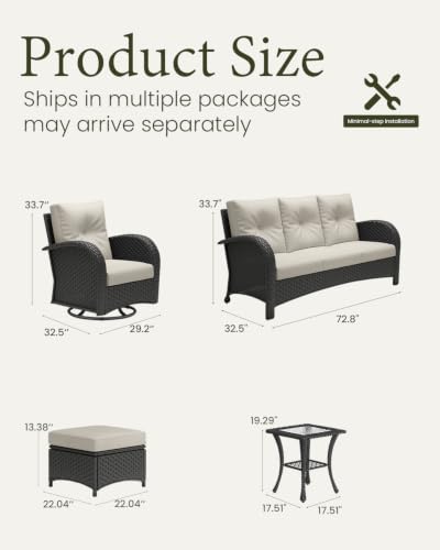 6 Pieces Outdoor Patio Furniture Set, view 3