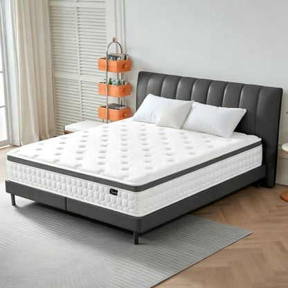 Queen Mattress, 12 Inch Hybrid Queen Size Mattress - Memory Foam & Individually Pocket Coils Springs | Pressure Relief | Motion Isolation, Edge Support | CertiPUR-US Certified | Medium Firm
