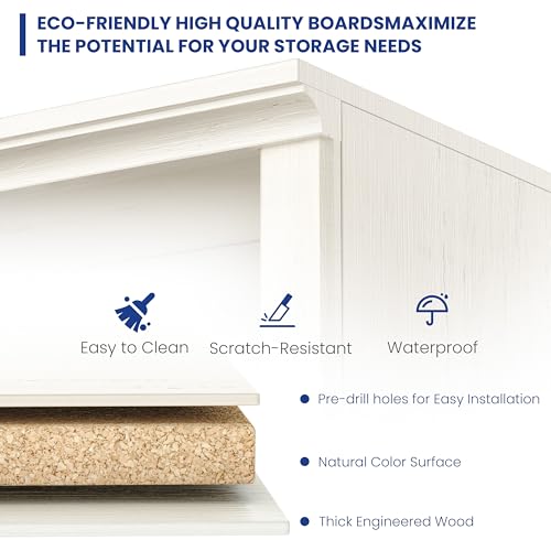 72 in Tall Bookcase, 31.3 in Wide Floor Standing Bookshelf, Open Storage 5-Shelf Bookshelves, Cream White Large Indoor Furniture for Home Office School Library Living Room Bedroom