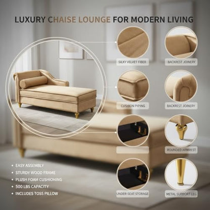 60.6" Modern Storage Chaise Lounge Indoor, view 5