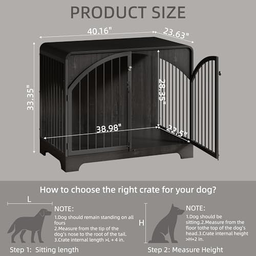 40" Farmhouse Dog Crate Furniture for Large/Medium Dogs, view 3