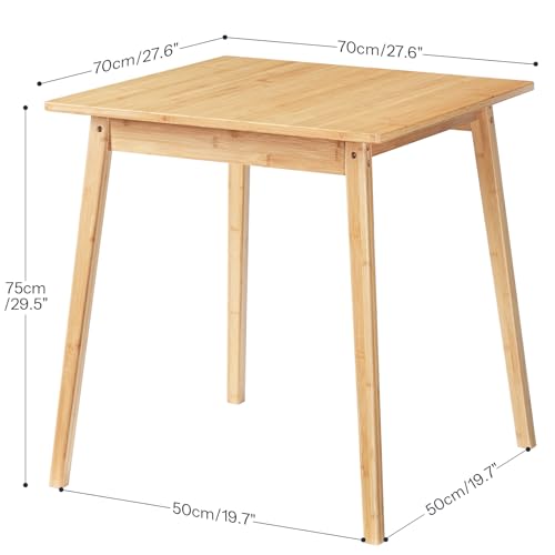 Bamboo Dining Table, Square Dining Table for 2, 27.6" Kitchen Table for Small Space, Writing Table, Easy to Assemble, for Dining Room, Living Room, Office, Kitchen, Natural YL70CZ01G1