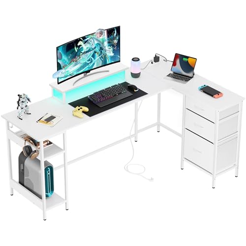 66 Inch L Shaped Gaming Desk with Drawers and Storage, view 2