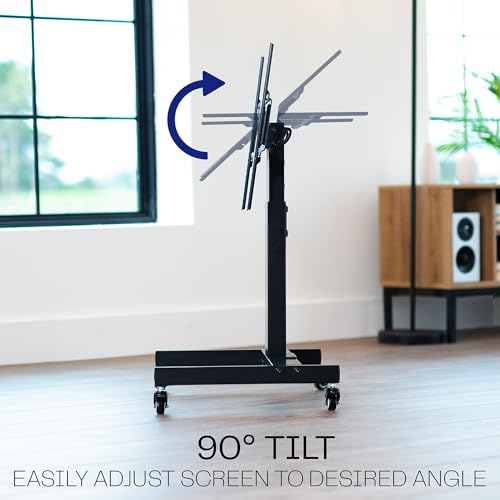 VIVO Low Height TV Cart for 32 to 75 inch Screens, Height Adjustable with Tilt, Holds up to 110 lbs, Max VESA 600x400, Black, STAND-TV02L