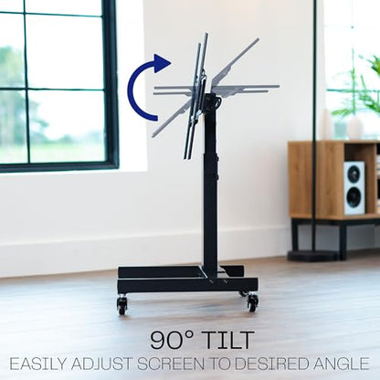 VIVO Low Height TV Cart for 32 to 75 inch Screens, Height Adjustable with Tilt, Holds up to 110 lbs, Max VESA 600x400, Black, STAND-TV02L