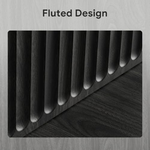 55" Fluted Buffet Cabinet with Storage, Modern Credenza, Black, view 6