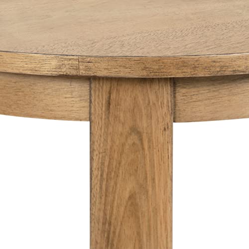 Foxford Tiered Round Side Table; 22 x 22 x 24; Natural Brown; Transitional Two-Tier Circle Nightstand Table with Storage and Resilient Wood Construction for Bedroom Decor