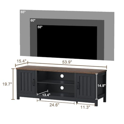 54" Farmhouse TV Stand with Storage Cabinet and Open Shelves, view 3