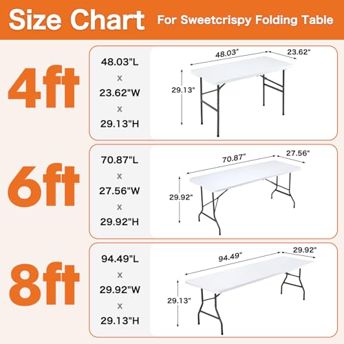 4 FT Folding Picnic Table Easy to Fold and Store, Foldable Table for Camping Picnic Dining Party Kitchen Outdoor Indoor with Carrying Handle