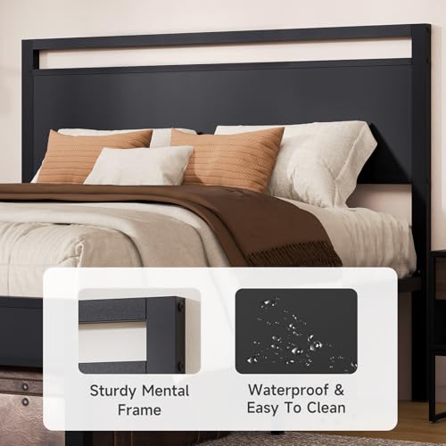 Wooden Headboard Metal Platform Bed, view 5