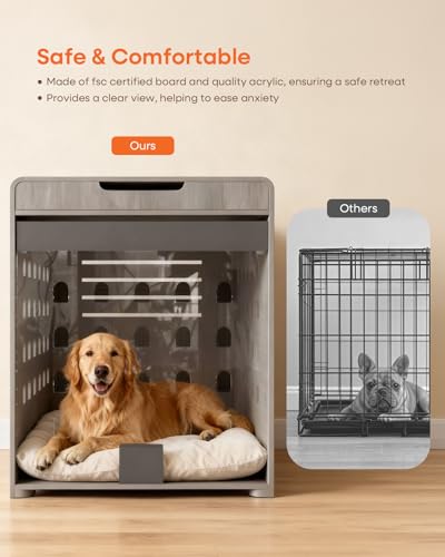 Modern Dog Crate Furniture with Charging Station Large Kennel Indoor, view 7