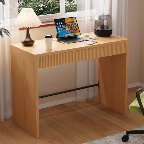40 Inch Small Desk with Fluted Drawer, view 2