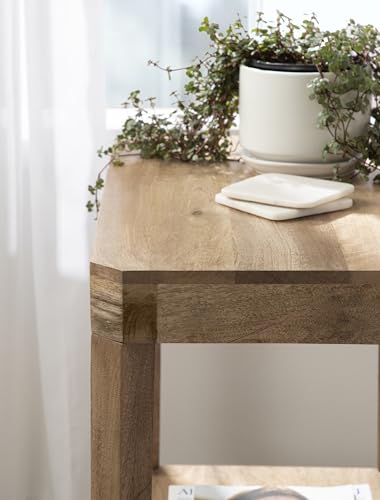 Talcott Mid-Century Rectangle Wood Side Table; 22 x 14 x 26; Natural Wood; Decorative Transitional Two Tier End Table for Use as a Bedroom Nightstand or Living Room Accent