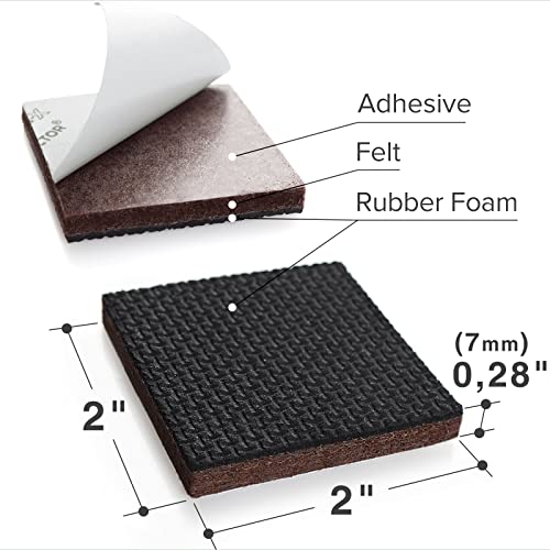 Non Slip Furniture Pads - 16 Premium Furniture Grippers 2"! Self-Adhesive Rubber Feet Furniture Feet - Ideal Non Skid Furniture Pad Floor Protectors - Keep Furniture in Place!